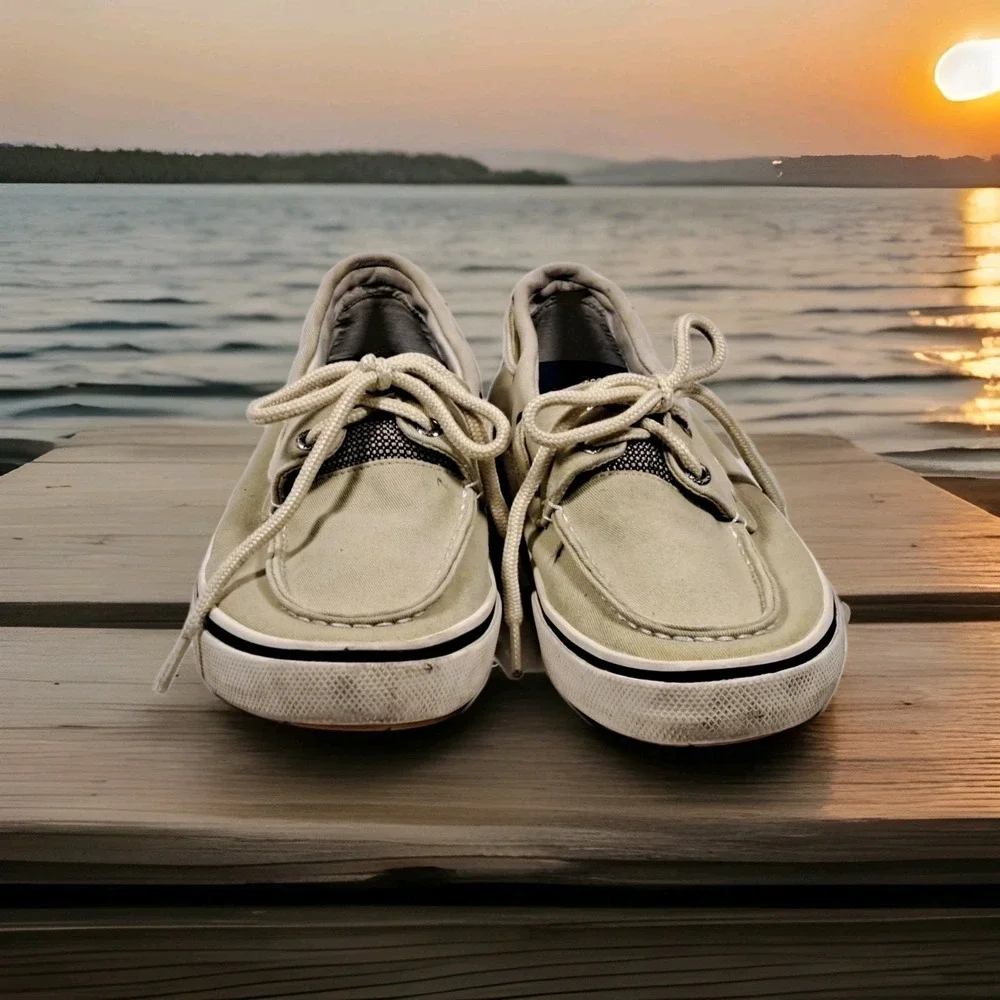 Sperry Top‎ Siders Men's Halyard 2-Eye Boat Shoes Tan Beige Size 8M